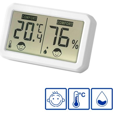 Medidor digital de humedad y temperatura WADFOW - rango -10 a 60 ℃, 0-100 % humedad, compacto