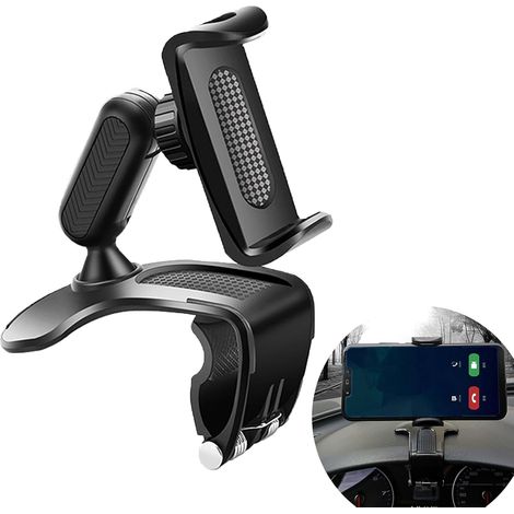 Support universel de téléphone pour tous les smartphones - Support flexible à clip sur tableau de bord/ventilateur auto, silicone rotatif et flexible