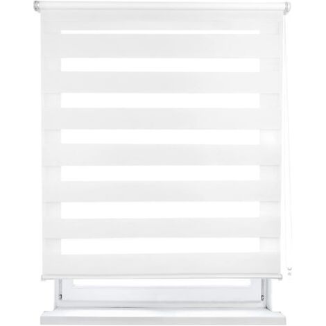 QORVA-50 x 120 cm BlancStore enrouleur à double couche, nuit et jour, translucide et occultant