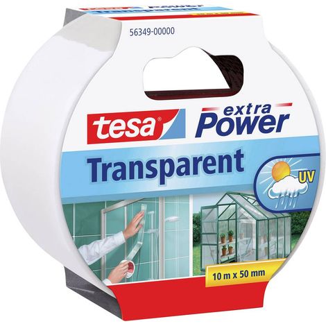 Tesa – Ruban adhésif de réparation transparent 10 m x 50 mm – Résistant aux UV et à l'eau – Pour verre et aluminium – Adhérence sur surfaces lisses et rugueuses