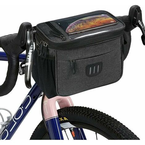Bolsa para manillar de bicicleta, bolsa para cesta de bicicleta con bolsillo frontal de gran capacidad y bolsillo para el teléfono. (1/5)
