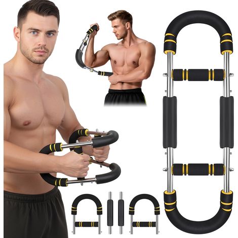 Twister Armtrainer, Appareil d'entraînement de Poitrine réglable (30-50 kg), Barre de Torsion de Puissance Portable avec Design Amovible, Exercices de Fitness Partout, Jaune (1/5)