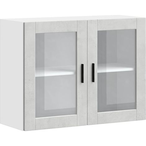 Küchen-Hängeschrank mit Glastür Porto Betongrau vidaXL