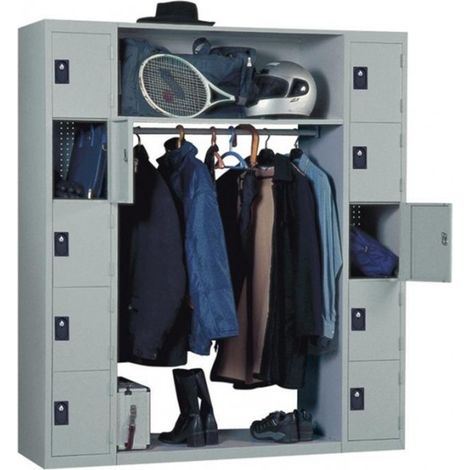 PROVOST - Vestiaire penderie 10 cases en acier gris - Rangement bureau et espaces professionnels