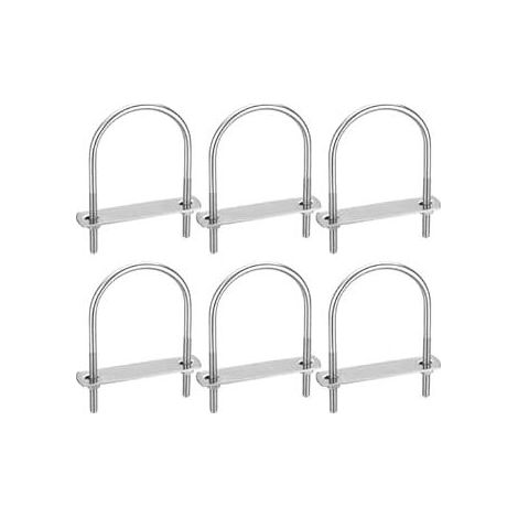 6 Pièces Boulons en U, M6 U-Bolts, Boulons de U en Acier Inoxydable avec Écrou Plaques Rondelle, Boulons de Serrage Fixation pour Fixation Tuyaus (Coins arrondis 110x60mm) (1/4)