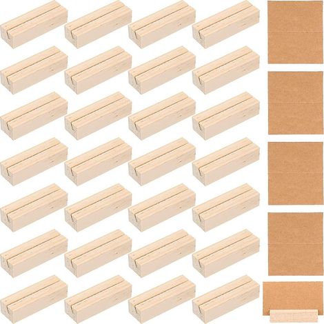 30 supports en bois pour numéros de table et cartes, avec cartes en papier, pour cérémonie de mariage. (1/5)