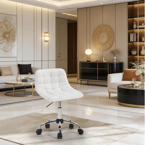Bürostuhl drehbar höhenverstellbar Chenille Weiß OKMYHOME (1/5)