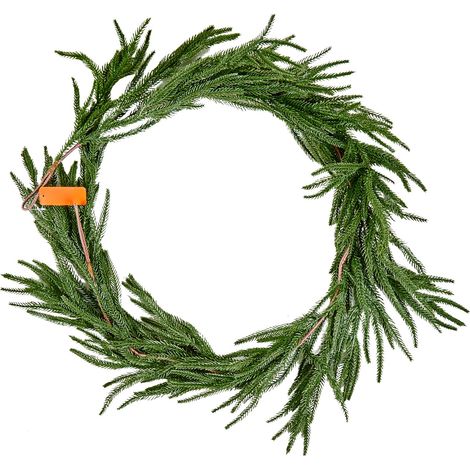 Guirlande de Noël 1524 mm, Pin de Norfolk réaliste, verdure artificielle au toucher naturel, décoration de fête pour intérieur et extérieur, table, cheminée et manteau. (1/5)