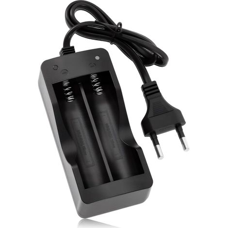 Chargeur Accu 18650, 2 Fentes Indépendantes, Chargeur Piles Rechargeable LiION 3.7V Compatible 18650 18490 18350 18500 17500 16340 14500
