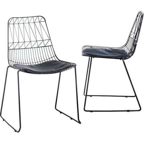 Made In Meubles – Lot de 2 chaises en métal noir – Design industriel moderne – Hauteur d'assise 45cm – Pour intérieur contemporain (1/5)