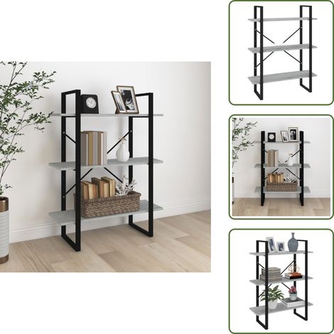 The Living Store Libreria Grigio Sonoma 80x30x105 cm in Legno Multistrato - Scaffale