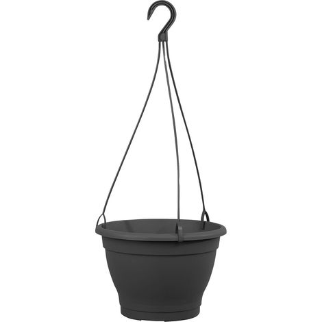 1 Pot De Fleurs Suspendu, Plastique Anthracite, Diamètre 25 Cm, Résistant Au Gel, Pour Jardin Et Balcon