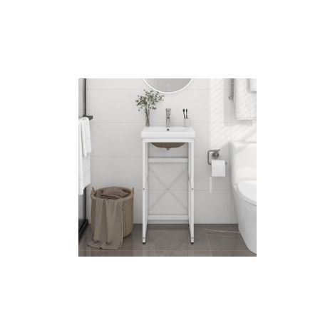 Cadre de lavabo de salle de bain vasque à encastrer Blanc Fer (1/5)
