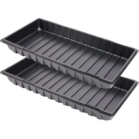 Garronda Plateau de Culture, Bac de Culture en Plastique pour Mini Serre et Semis, Plateau pour Plantes et Jardin, Bac de Germination Étanche, Idéal pour Potager et Balcon, Lot de 2 (60x30 cm, Noir)