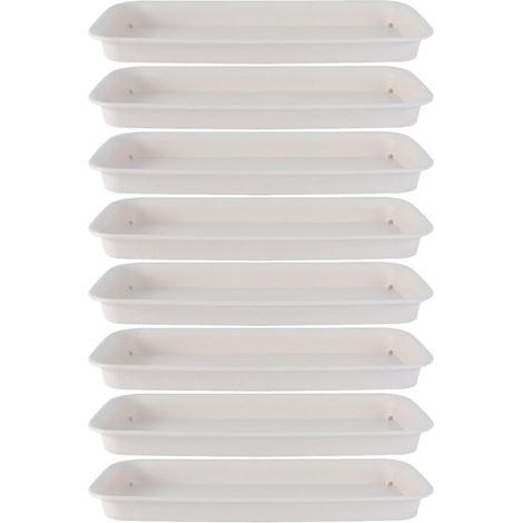 Plateaux de Drainage Rectangulaires Lot de 8 en Plastique pour Pots de Fleurs Bac Réservoir d'eau Adapté aux Plantes d'Appartement et Extérieures (1/5)