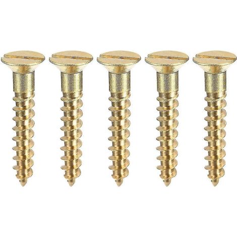 100pcs M4 x 25mm Flat Head Slotted Brass Wood Screws (1/5)