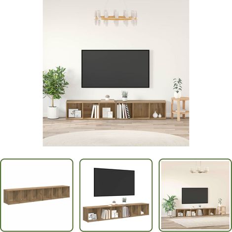 Meuble TV avec rangements - Ensemble meuble TV 2 pcs Chêne artisanal 37 x 35 x 107cm (1/5)