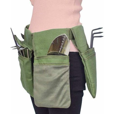 Bolsa para guardar herramientas de jardinería - Regalos de jardinería para mujeres, bolsa resistente para herramientas de jardín, kit de herramientas, para interiores y exteriores, verde (cinturón de (1/5)
