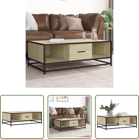 Table basse chêne sonoma - Table basse chêne sonoma 100x57x35cm bois d'ingénierie et métal (1/5)