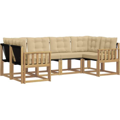 Outdoor Sofa Set with Cushion 6 pcs White and Beige vidaXL