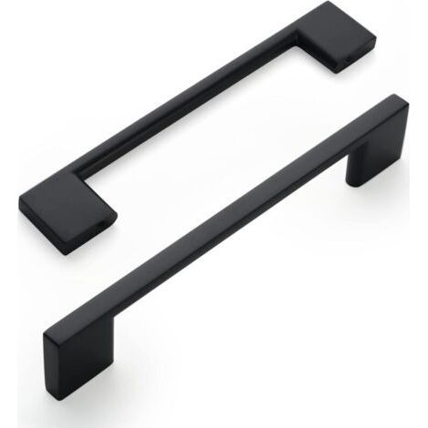 Set of 2 Black Zinc Alloy Kitchen Handles 128mm, with Screws for Drawers, Cabinets and Cupboards (1/5)