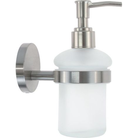 Trade Shop - DISPENSER PORTA SAPONE PER SAPONE LIQUIDO IN ACCIAIO SATINATO VETRO ACCESSORIO BAGNO 87907 -