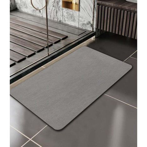 Ineasicer Tapis de Bain Antidérapant, 40X60cm Tapis de Bain, Absorbant Tapis Douche Diatomite, Microfibre Absorbant Tapis Vaisselle, Tapis À Séchage Rapide, Gris (1/4)