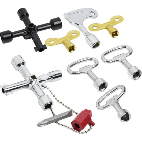 8 Pièces Clé Utilitaire Multifonction, Clé en Croix Universelle Clé Triangle, Clés Cruciformes 4 Voies, Clés Triangulaires, Clés à Ardillon et Carrées, pour Compteurs Électriques, Compteurs d'Eau