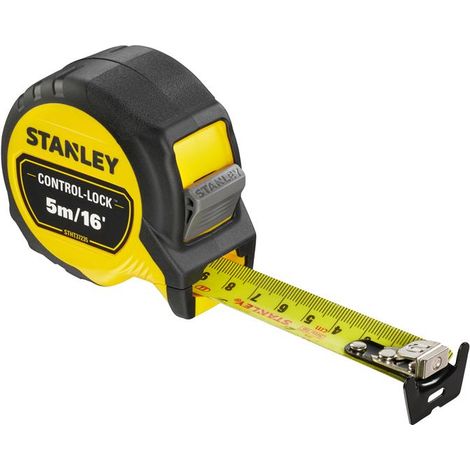 Stanley Control-Lock Pocket Tape Measure – 5m / 16ft, 25mm Width, Magnetic Locking Mechanism