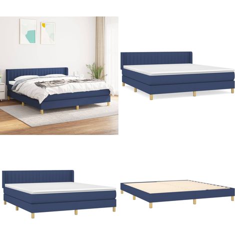 Boxspringbett mit Matratze Blau 180x200 cm Stoff - Boxspringbett - Doppelbett - Schlafsofa - Blau - Bettrahmen - Home & Living