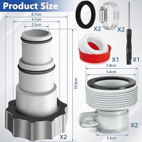 Lot de 4PCSAdaptateur tuyau Piscine 32 38, Adaptateur de Tuyau de Rechange,Adaptateur Piscine,depiscine Pompe accessoire Piscine,Raccord pour pompe Intex Tuyau Piscine Ø 32 38 mm (1/5)