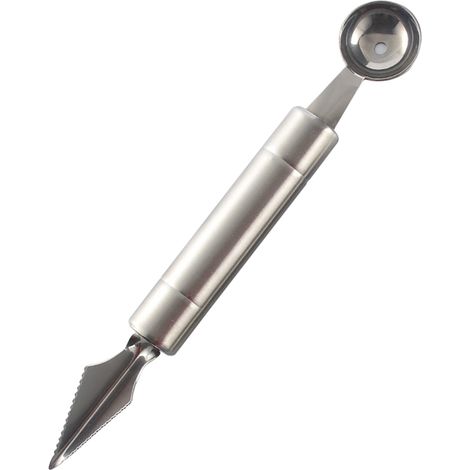 Cuillère à melon en acier inoxydable, décoration de fruits, couteau à découper, crème glacée, Sorbet, Dessert, double fonction, cuillère à boule, bricolage, cuisine pour outils de cuisine (1/5)