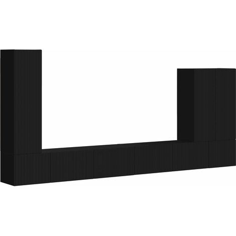 vidaXL Conjunto de mueble para TV de pared 6 pcs Negro (1/5)