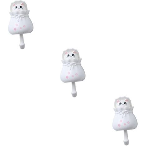 Lot De 3 Élégants En Forme De Chat Sans Trace Pour Clés Porte-manteaux Et Rangement De Cuisine