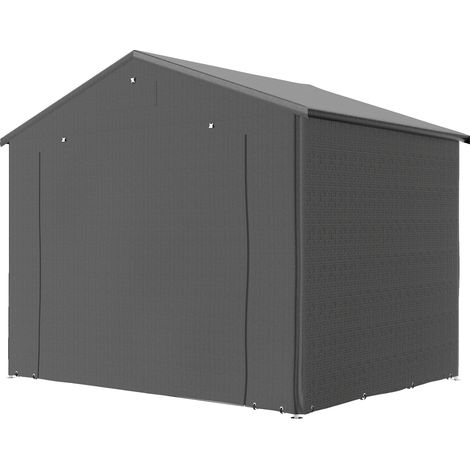 Tente de garage, 2,5x1,8 m, gris foncé, porte zippaturale enroulable, fenêtre ventilation, imperméable (1/5)