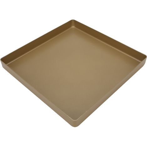 Plaque de cuisson carrée antiadhésive en alliage d'aluminium doré 28 x 28 x 3 cm, pour pain et pizza. (1/5)