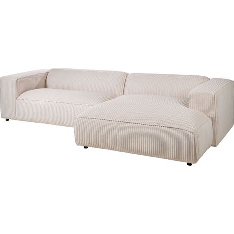 Ecksofa 304x164x69 Ottomane rechts Cord elfenbein VALENCIA