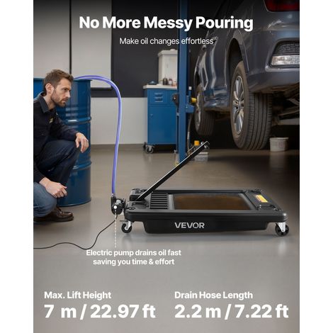 Bac de Vidange d'Huile 64 L Bac de Récupération d'Huile Usagée sur Roulettes Compatible avec Voitures, SUV, Camions, Motos, Quads,… (1/5)