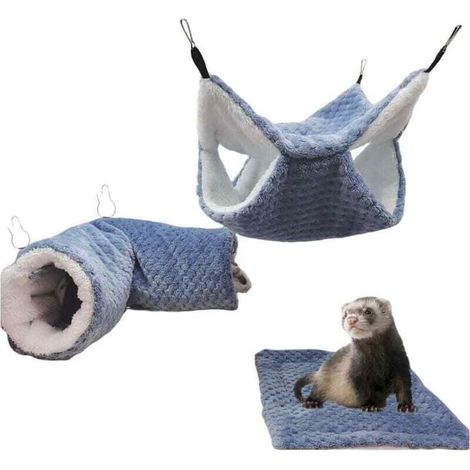 Hamac - Tunnel Suspendu - Lit Chaud - Accessoires Cage Pour Petits Animaux - Lot de 3 (1/5)