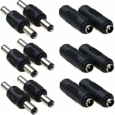 Connecteur d'alimentation CC 5,5 x 2,1 mm, male à male, connecteur cylindrique DC 5,5 x 2,1 femelle à femelle, pour caméra de vidéosurveillance, moniteur de voiture, 12 pièces (1/5)