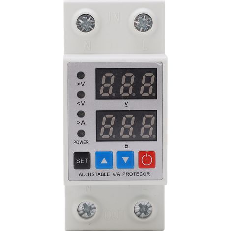 Relais de tension numérique DIN Rail réglable 240‑300V, dispositif de protection sur/sous tension avec double affichage (1/5)