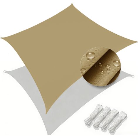 Voile d'ombrage imperméable (jaune sable, 2 x 4 m), protection UV 95 %, auvent de jardin (1/5)