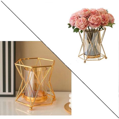 Vase à fleurs nordique en métal, pot de fleurs personnalisé, décoration pour table à manger