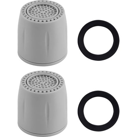 2 Aérateur pourÉvier et de Lavabo, Mousser à Double Fonction et 2 Jets d’Eau, Commutation Facile Entre Débit de Bulles et Jet, Filetage Femelle 22mm (FM22), Plastique, Gris (1/5)