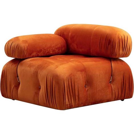 Módulo angular izquierdo para sofá modular de terciopelo Bubble 1LV - Naranja