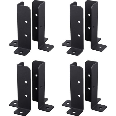 Lot de 8 supports de base réglables en bois pour poteau de clôture de 1,5 x 1,5, 2 x 2, 2 x 4, 4 x 4, base de support robuste pour poteau de clôture ou de boîte aux lettres (1/5)