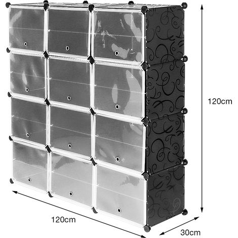 2 X Zapatero modular, estantería modular con 12 compartimentos, 126 x 32 x 127 cm