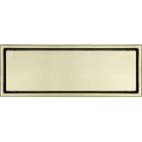 Drain de douche, 2 en 1 Drain de douche en or brossé, Drain de sol Invisible en acier inoxydable Drain de douche avec grille d’insertion de carreaux, 110  300mm Drain de plancher de douche (1/5)