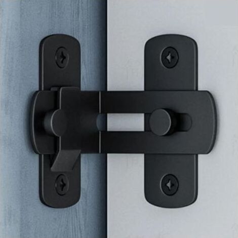 Serrure entrepôt noire Crochet verrouillage américain inox Verrou à boucle acier carbone pour porte coulissante 90° Sécurité grange et atelier (1/5)