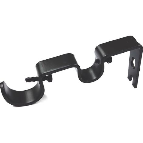 Support de tringle à rideau noir TLBTEK, lot de 3 supports muraux doubles pour rideaux, robustes et réglables, fixation murale solide pour tringle à rideau. (1/4)